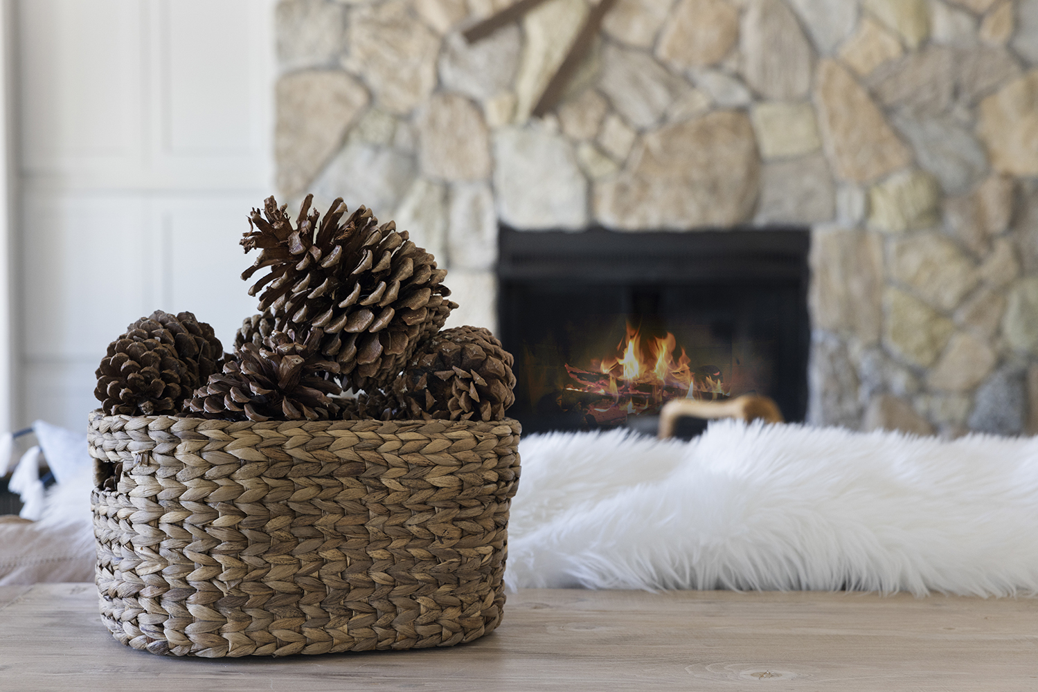 Fireplace hearth detail at Kinpine House