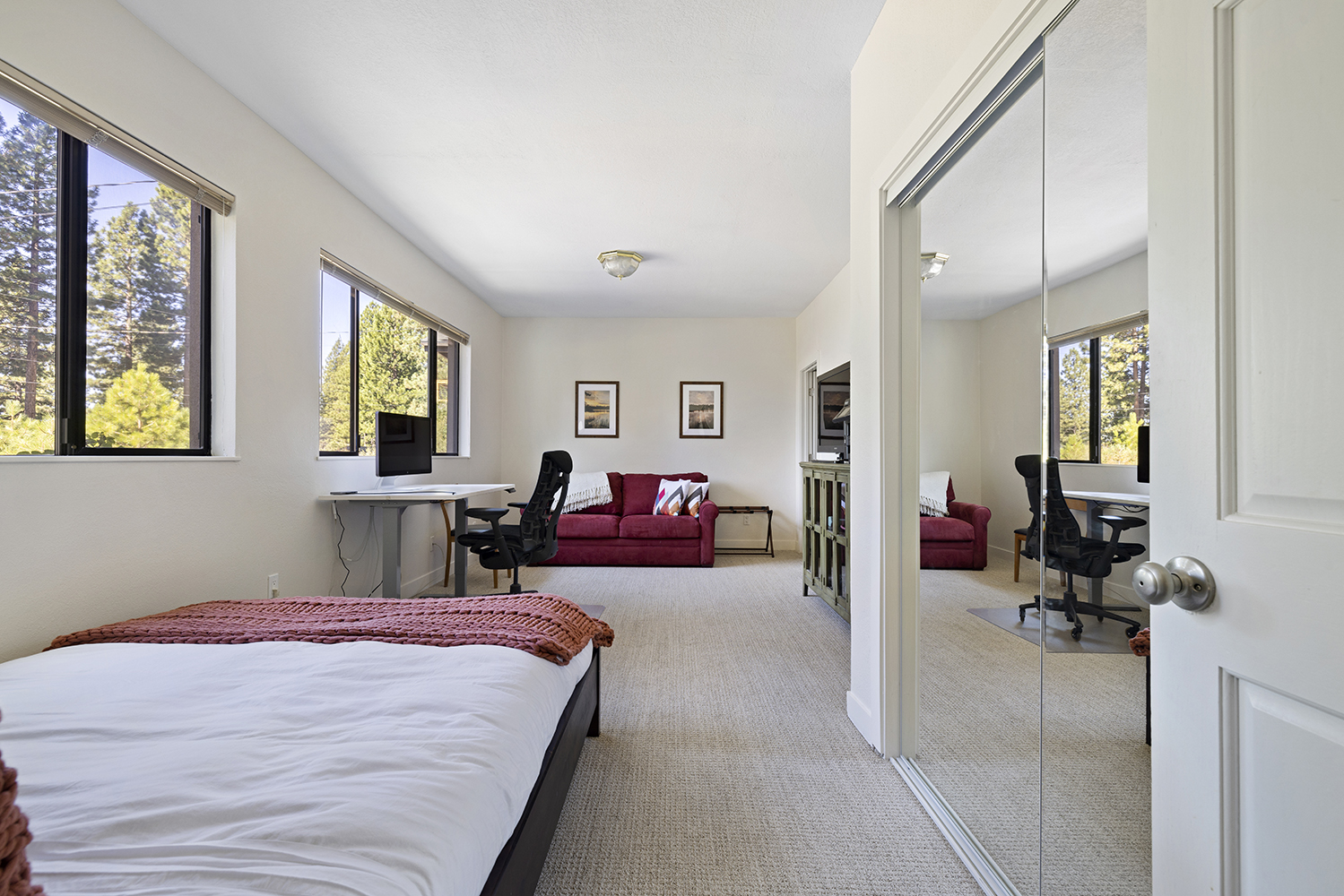 Bedroom 1 – Queen bed, sofa sleeper and desk