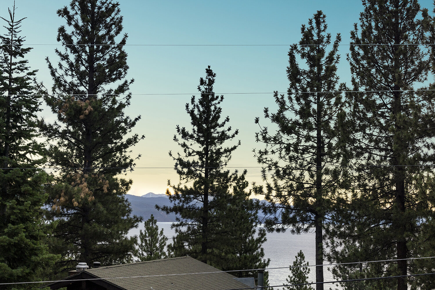 Lake Tahoe below the treeline in the last of the evening light